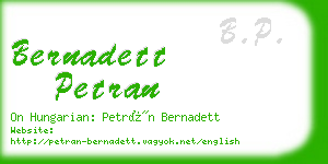 bernadett petran business card